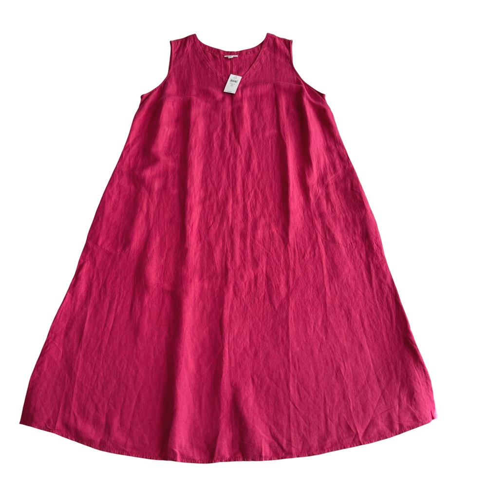 J. Jill NWT Viscose Linen Blend A Line V Neck Sleeveless‎ Rose Wine Dress 2X